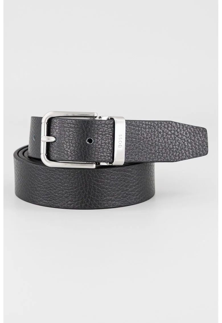 Curea reversibila de piele granulata, Negru