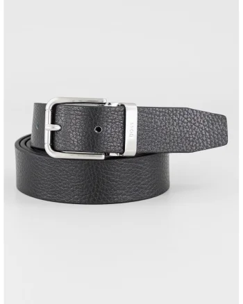 Curea reversibila de piele granulata, Negru