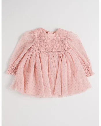 Rochie evazata cu buline, Roz prafuit