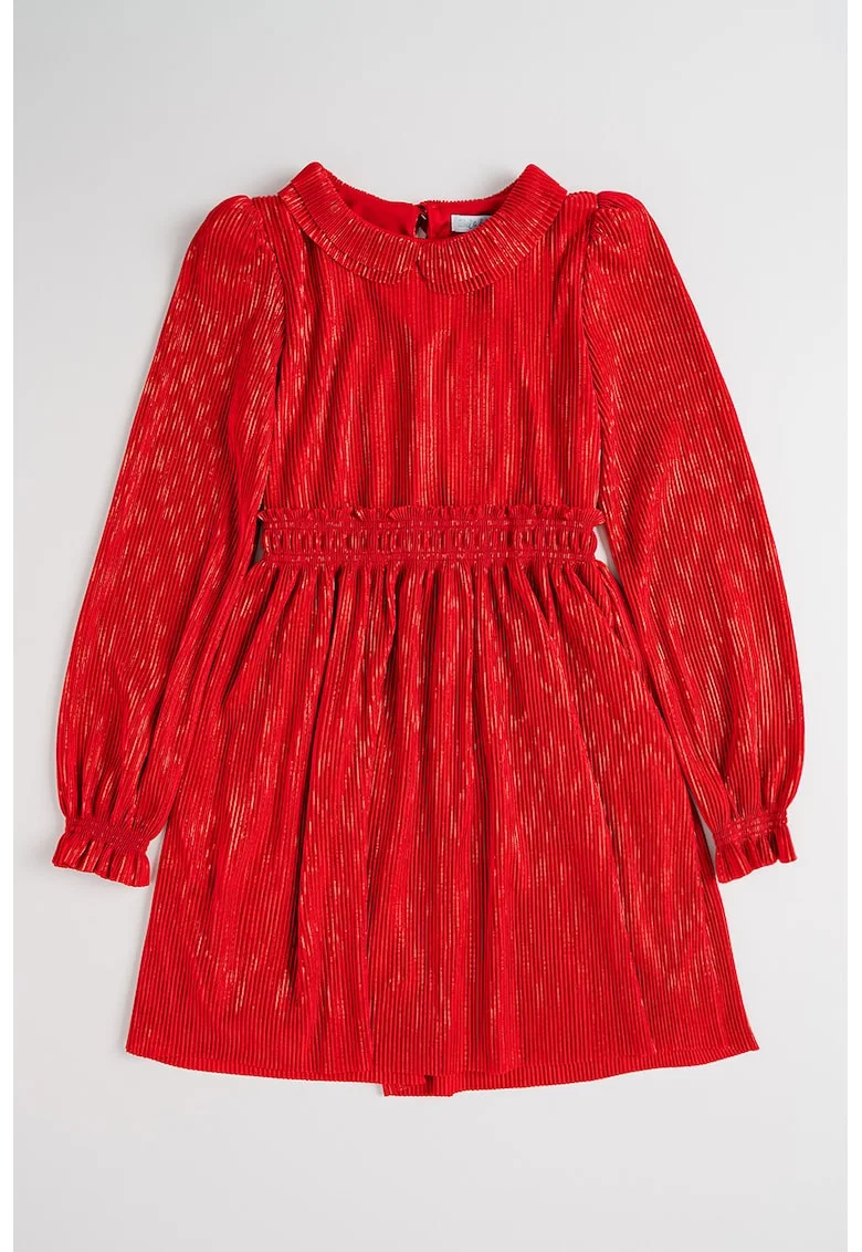 Rochie evazata cu guler Peter Pan, Rosu vermillion