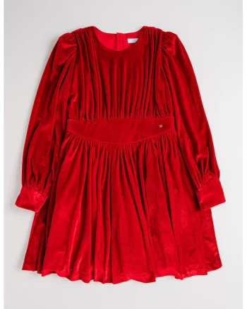 Rochie evazata si catifelata, Rosu vermillion