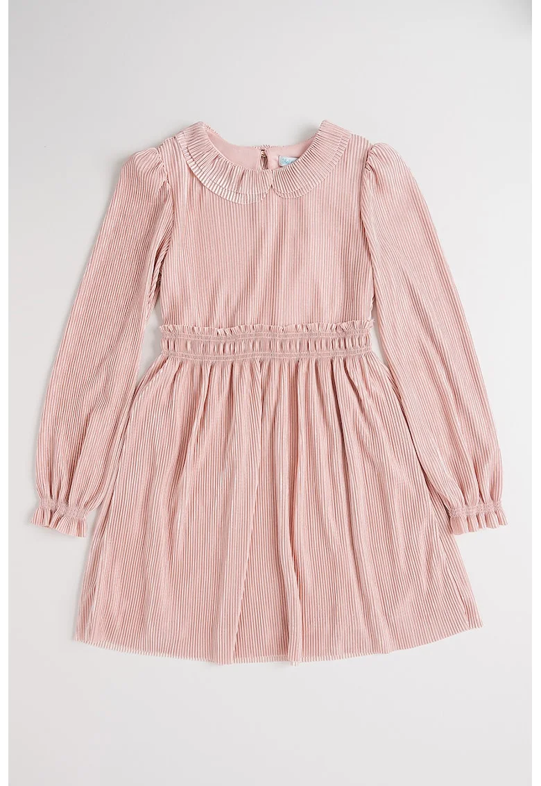 Rochie evazata cu guler Peter Pan, Roz prafuit