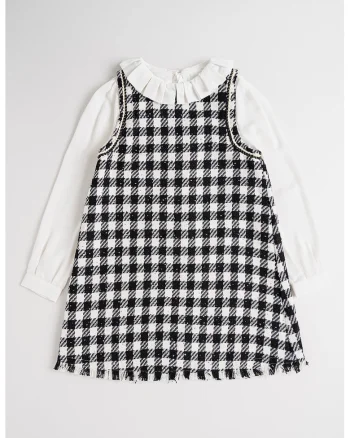 Set de sarafan si bluza, Negru/Alb murdar