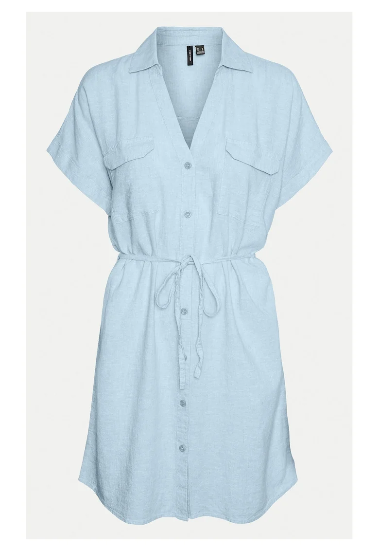 Rochie din in si vascoza, Albastru deschis