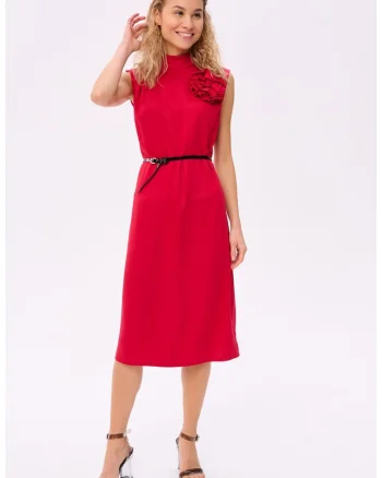 Rochie de viscoza cu aplicatie florala 3D Rosali