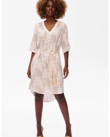 Rochie cu cordon si imprimeu abstract