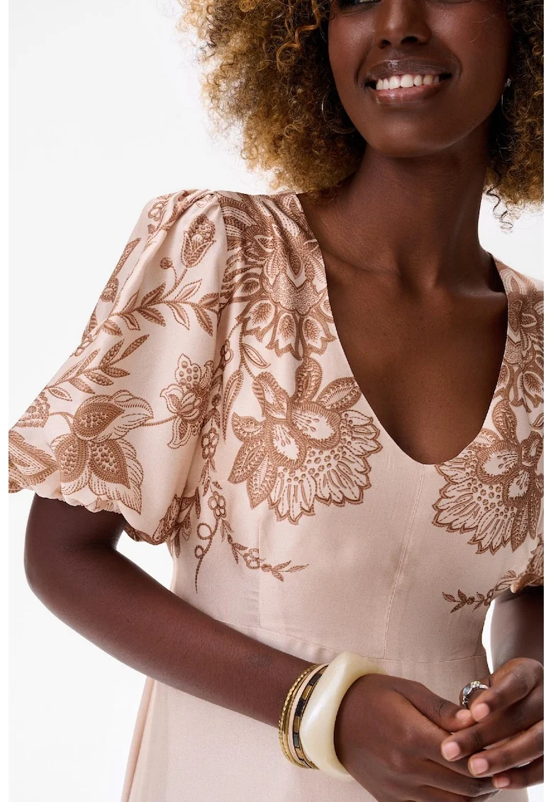 Rochie cu imprimeu floral si cordon
