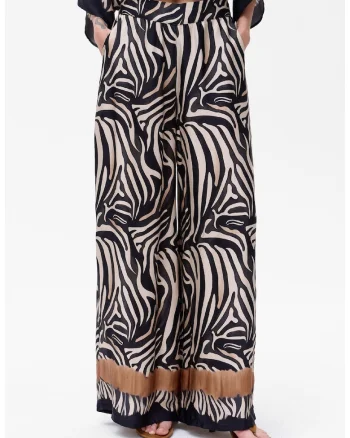 Pantaloni de dama Donaya cu imprimeu animal print