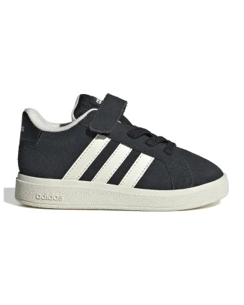 Pantofi sport Grand Court cu velcro, Negru/Alb murdar