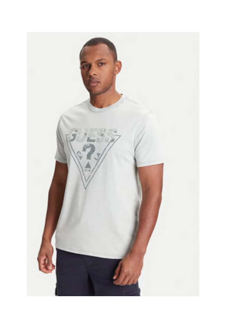 Tricou din bumbac organic cu model logo in relief frontal