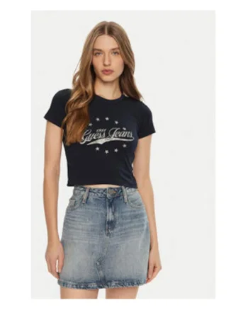 Tricou crop cu imprimeu logo