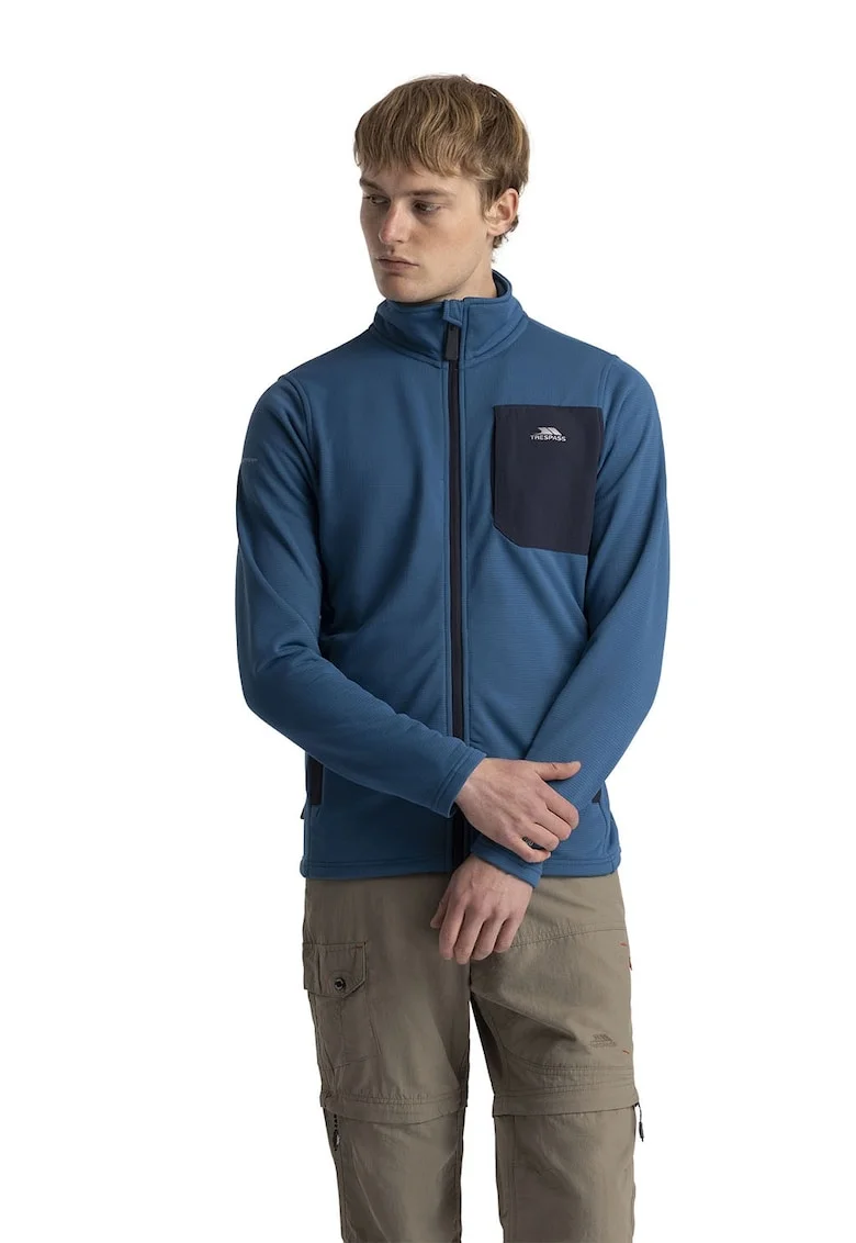 Bluza din fleece cu fermoar si segmente contrastante Falkenham, Albastru