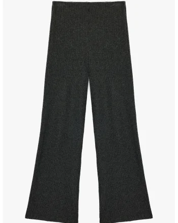 Pantaloni cu croiala ampla si talie inalta, Negru stins