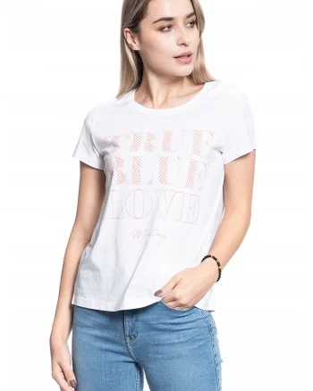 Tricou Dama,  Alina C Print, Marime S, Bumbac, Maneca Scurta, Slim Fit, Fara Buzunare, High-Quality, Roz