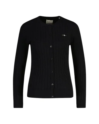 Cardigan cu nasturi si model torsade, Negru