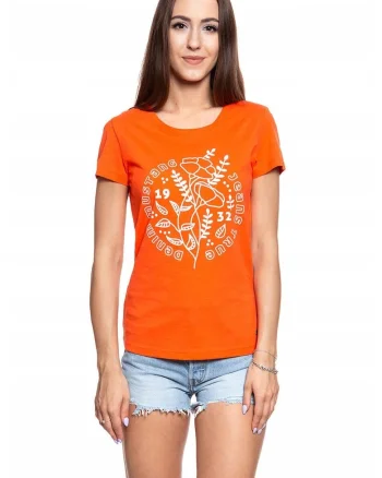 Tricou Dama,  Alexia C, Marime S, Bumbac, Maneca Scurta, Slim Fit, Fara Buzunare, High-Quality, Portocaliu