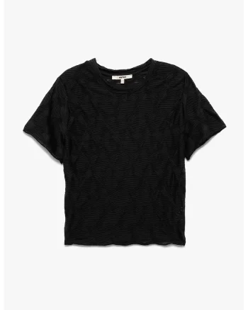 Tricou crop texturat, Negru