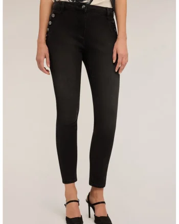 Blugi skinny cu talie medie, Negru