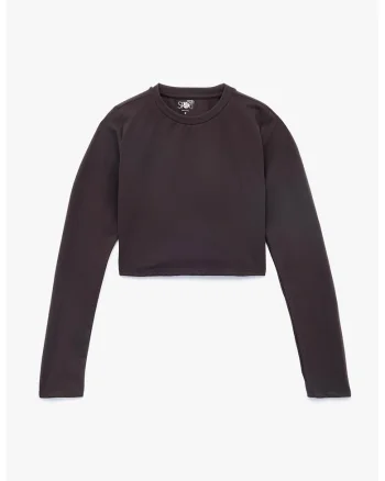 Bluza crop cu decolteu la baza gatului, Violet pruna