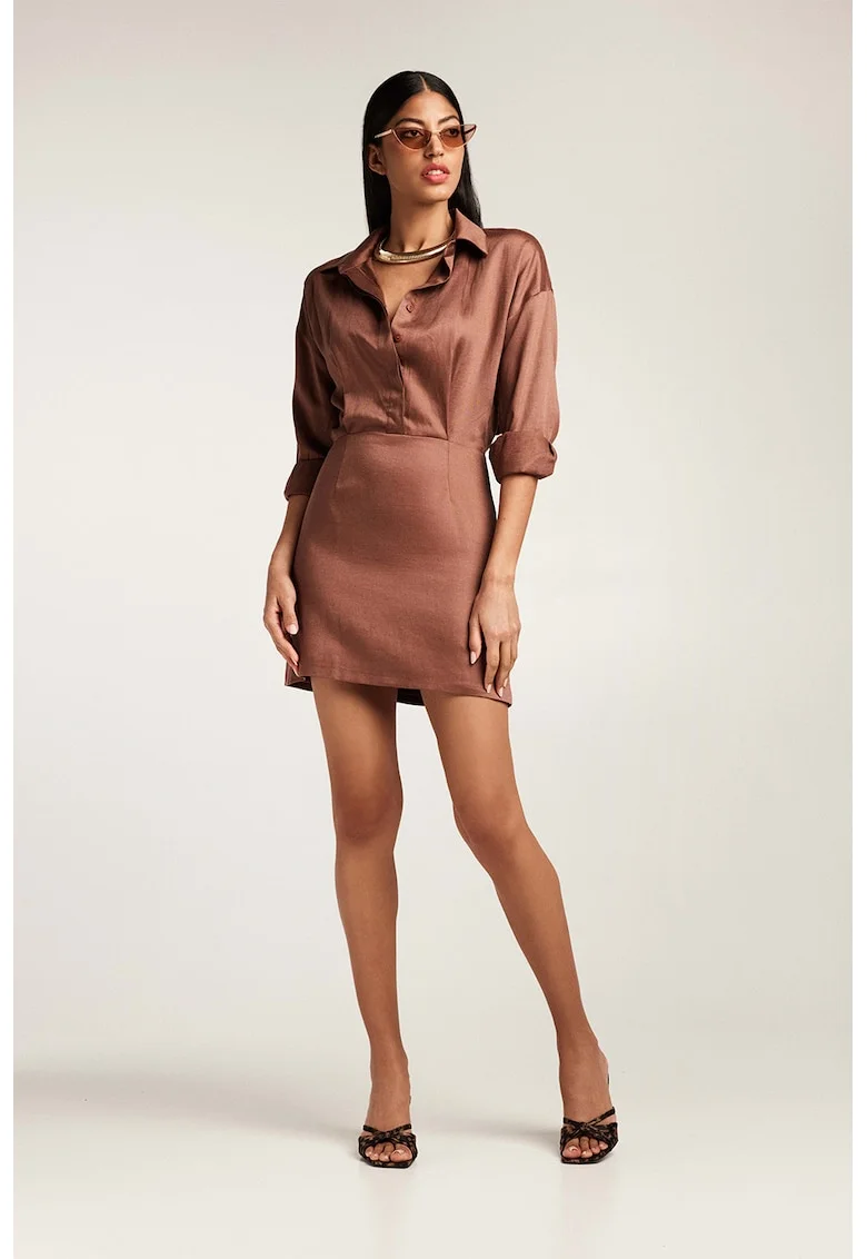 Rochie-camasa din amestec de in, Maro cognac