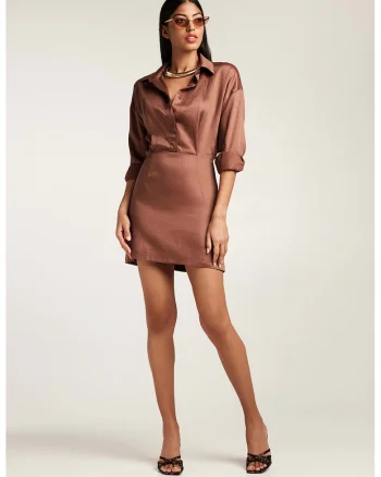 Rochie-camasa din amestec de in, Maro cognac
