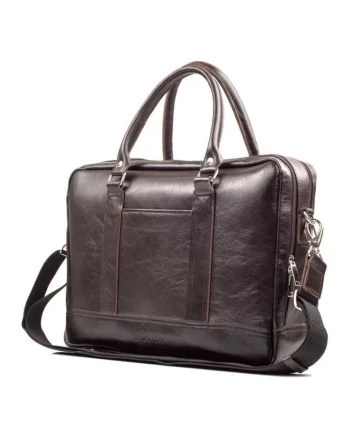 Geanta barbateasca din piele  SL02 Aberdeen pentru laptop 15.6" maro inchis