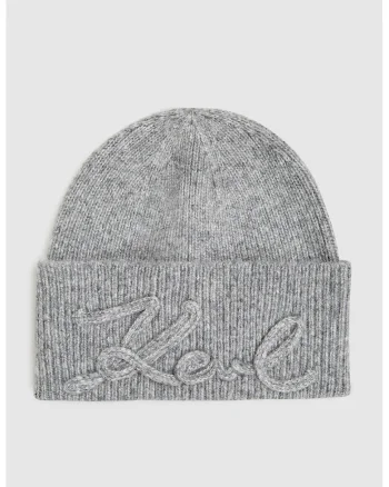 Caciula cu logo din tricot, Gri melange