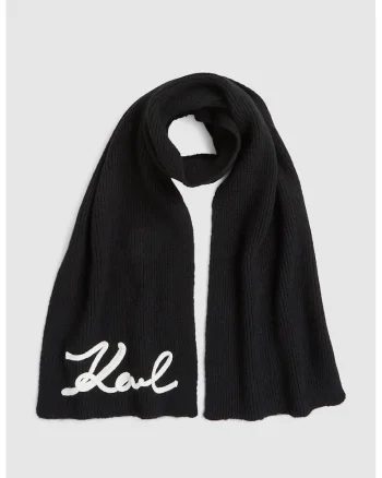 Fular cu logo tricotat, Negru