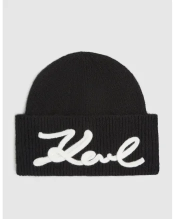 Caciula cu logo din tricot, Negru