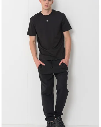Tricou de bumbac cu decolteu la baza gatului Dalile, Negru stins