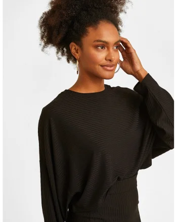Pulover lejer cu maneci cazute, Negru