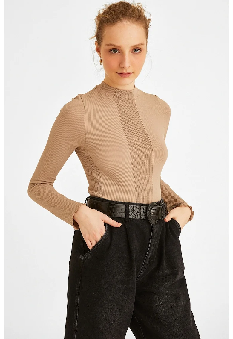 Bluza cu detalii texturate Padturyak, Maro nisip