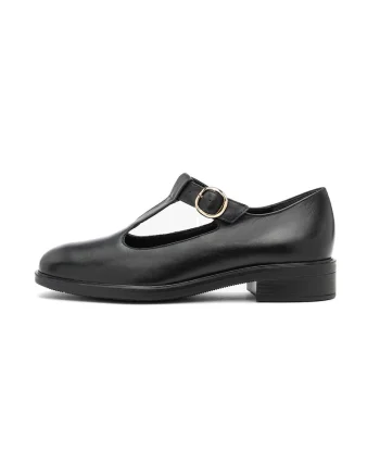 Pantofi din piele cu catarama, Negru