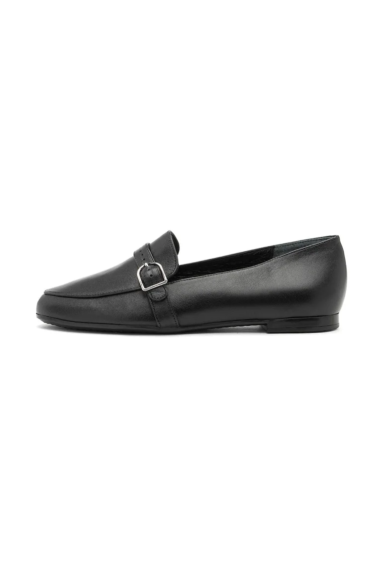 Pantofi loafer uni de piele, Negru