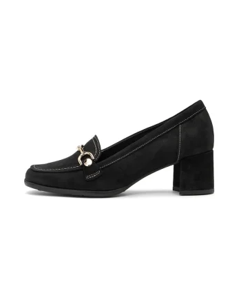 Pantofi loafer din piele nabuc cu toc Passes, Negru