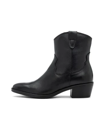 Botine cowboy de piele cu toc cubanez Leyla, Negru