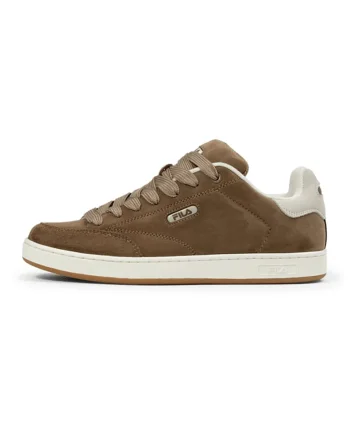 Pantofi sport flatform low-cut din piele intoarsa, Alb fildes/Caramel