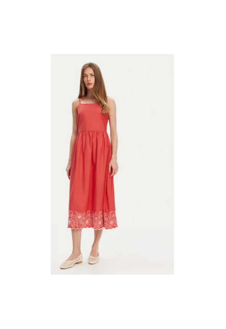 Rochie de vara dama  4KUSDV0B7, Bumbac, Rosu, Rosu