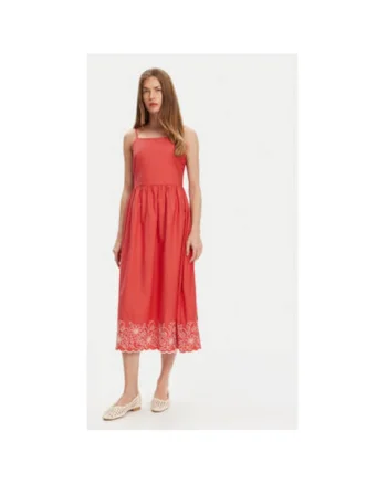Rochie de vara dama  4KUSDV0B7, Bumbac, Rosu, Rosu