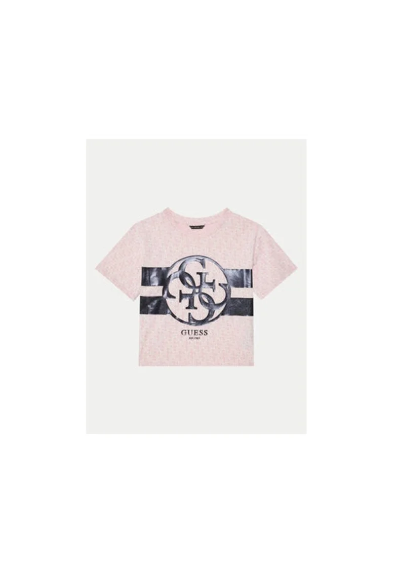 Tricou cu decolteu la baza gatului cu logo imprimat