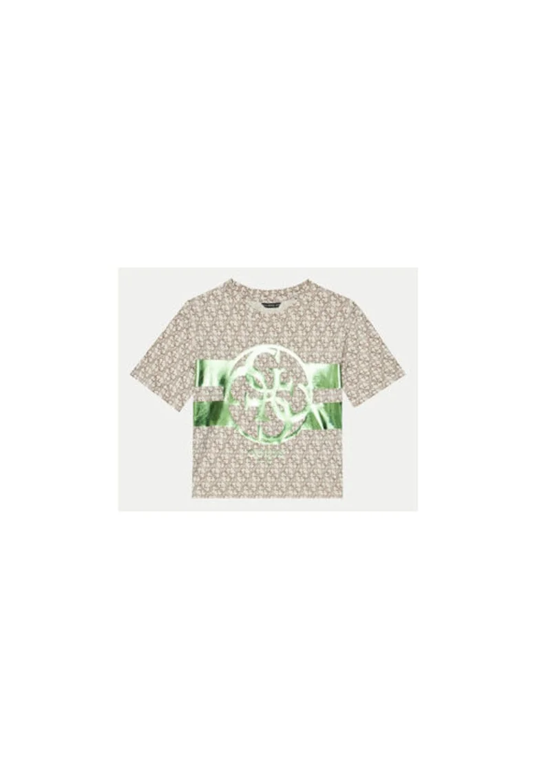 Tricou din bumbac cu logo cu aspect metalic imprimat