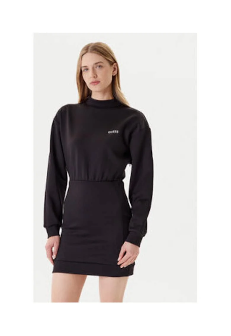Rochie scurta din amestec de poliester cu maneci lungi