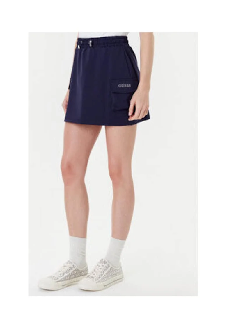 Fusta scurta din amestec de poliamida cu buzunare si snur de ajustare