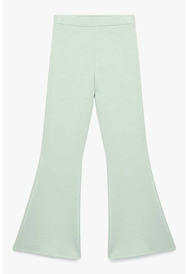 Pantaloni evazati cu talie elastica, Verde pal