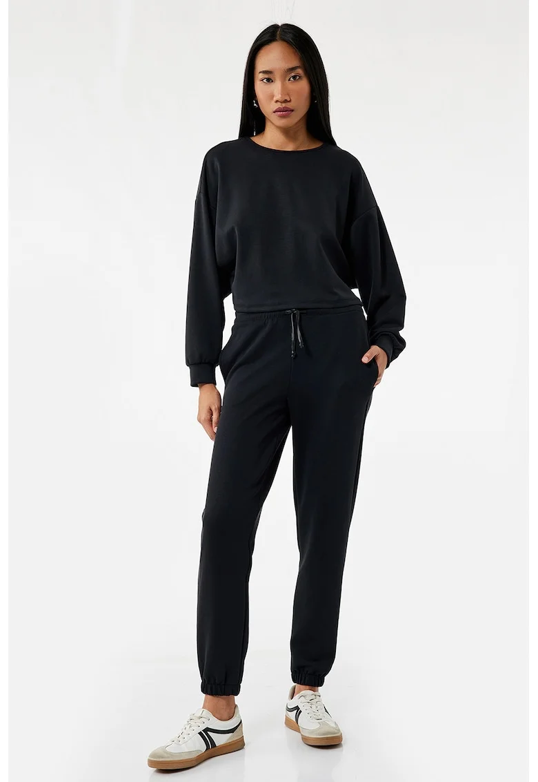 Bluza de trening din amestec de modal cu decolteu pe partea din spate, Negru