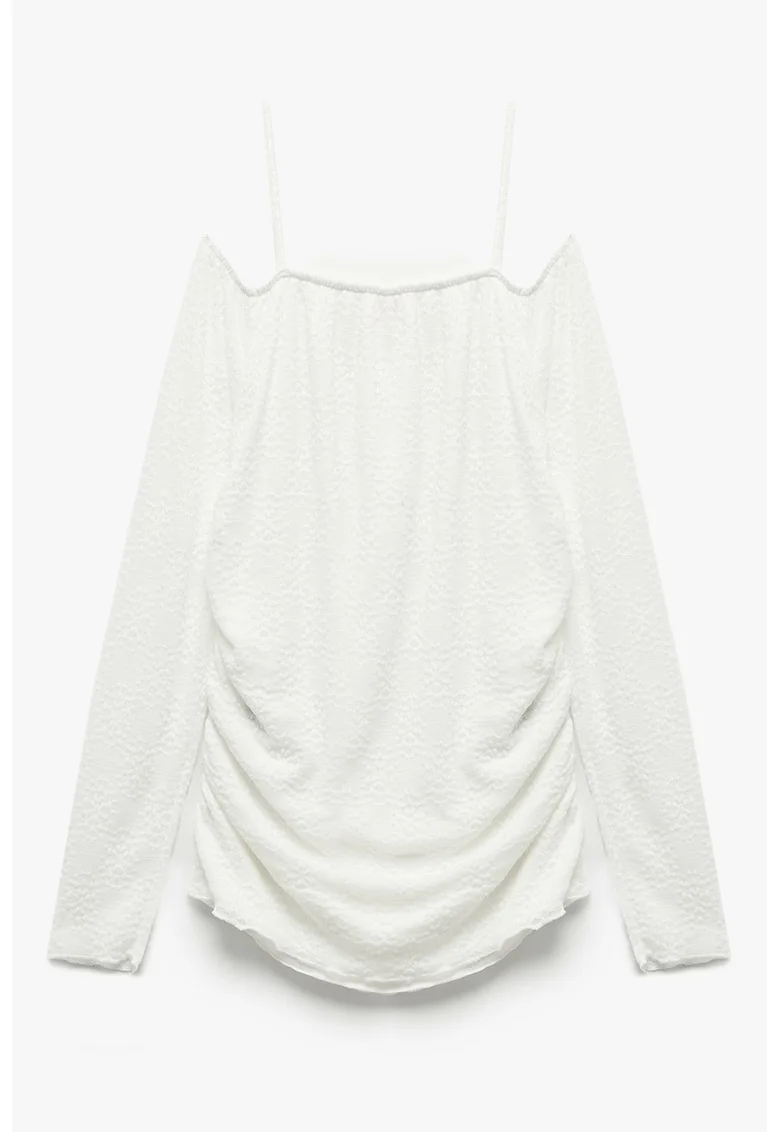 Bluza cu decupaj pe umar, Alb murdar