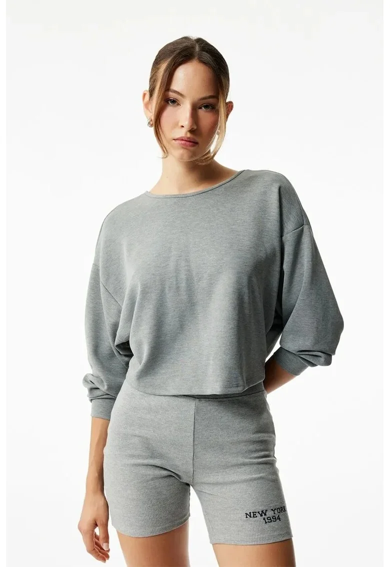 Bluza de trening din amestec de modal cu decolteu adanc pe spate, Gri inchis melange