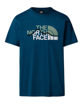 Tricou cu imprimeu logo Mountain Line, Alb/Albastru petrol