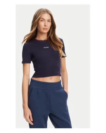 Tricou scurt din amestec de viscoza cu logo frontal