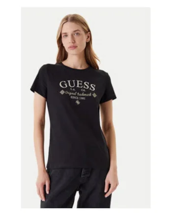 Tricou din bumbac cu logo frontal si maneci scurte